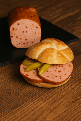 Chili Leberkäse – ca. 500 g | Pikant gewürzt & über Buchenholz geräuchert - Kumitzberg.at