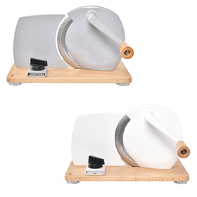 Premium Hand - Allesschneider aus Edelstahl | Hochwertige Holzplatte | Präzises Schneiden - Kumitzberg.at