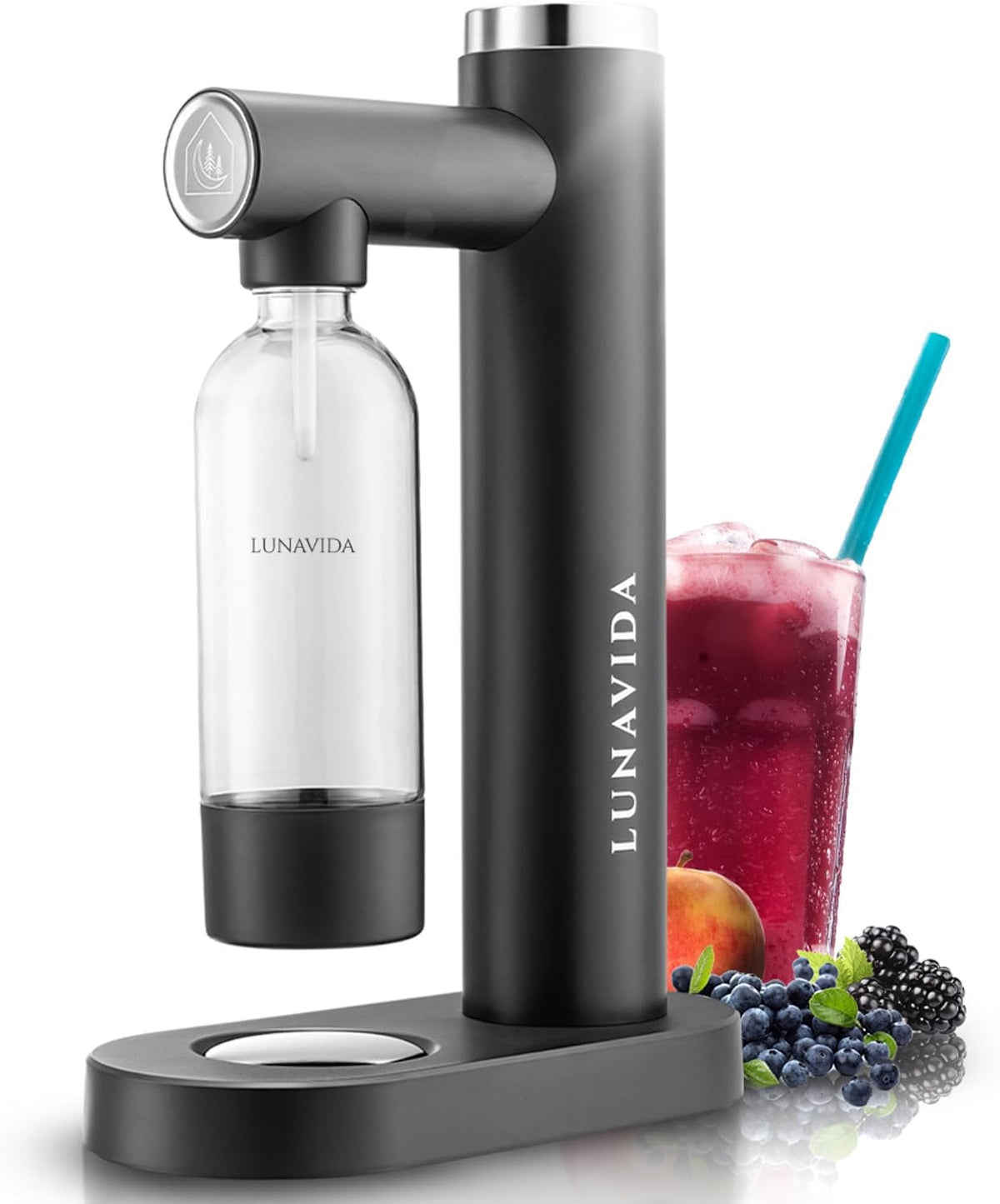 LunaVida Elara Wassersprudler – Sprudelwasser selbst gemacht, inkl. 1-L-Flasche (Schwarz)