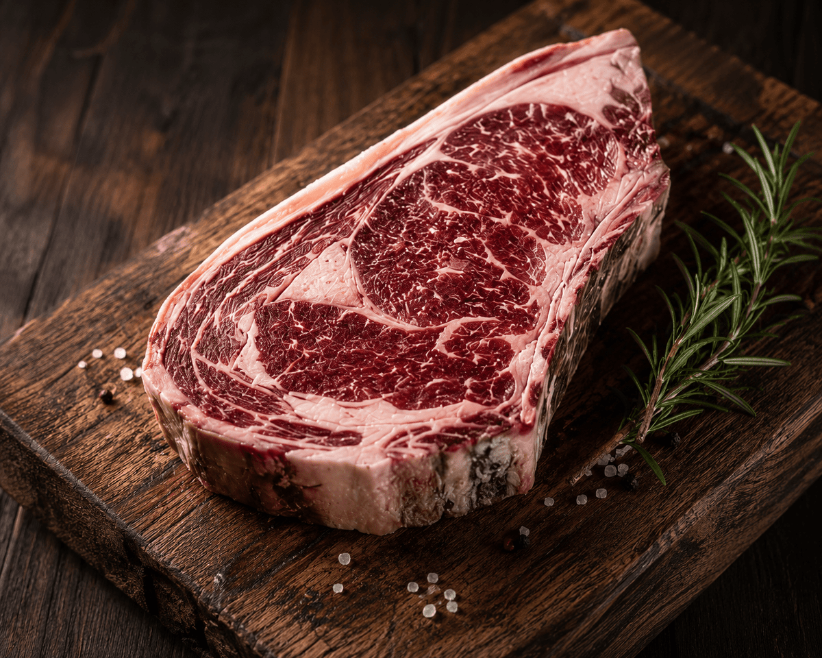 Dry Aged Steak ca. 1,3kg vom Rinderrücken mit Knochen – mind. 29 Tage gereift | Premium Rindfleisch aus Österreich - Kumitzberg.at