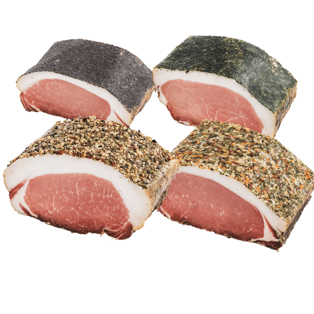 Karreespeck veredelt – 350 g | Geräuchert & luftgetrocknet | 4 Varianten - Kumitzberg.at