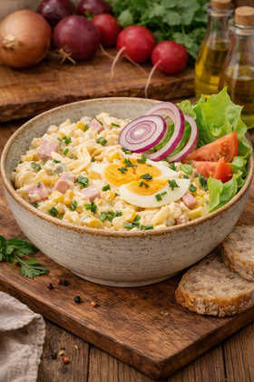 Nudelsalat mit Schinken 250g – Cremiger Salat nach Hausrezept - Kumitzberg.at