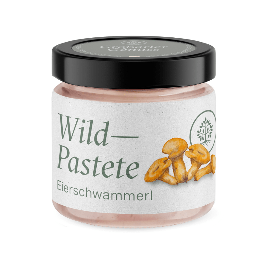 Wild - Leberpastete mit Eierschwammerl & Kräutern – 100g, fein abgestimmt & servierfertig - Kumitzberg.at
